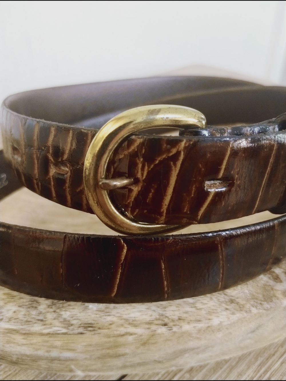 Vintage 80's Alligator 🐊 Grain Steer hide Split Lined Leather Belt "38 Inch
